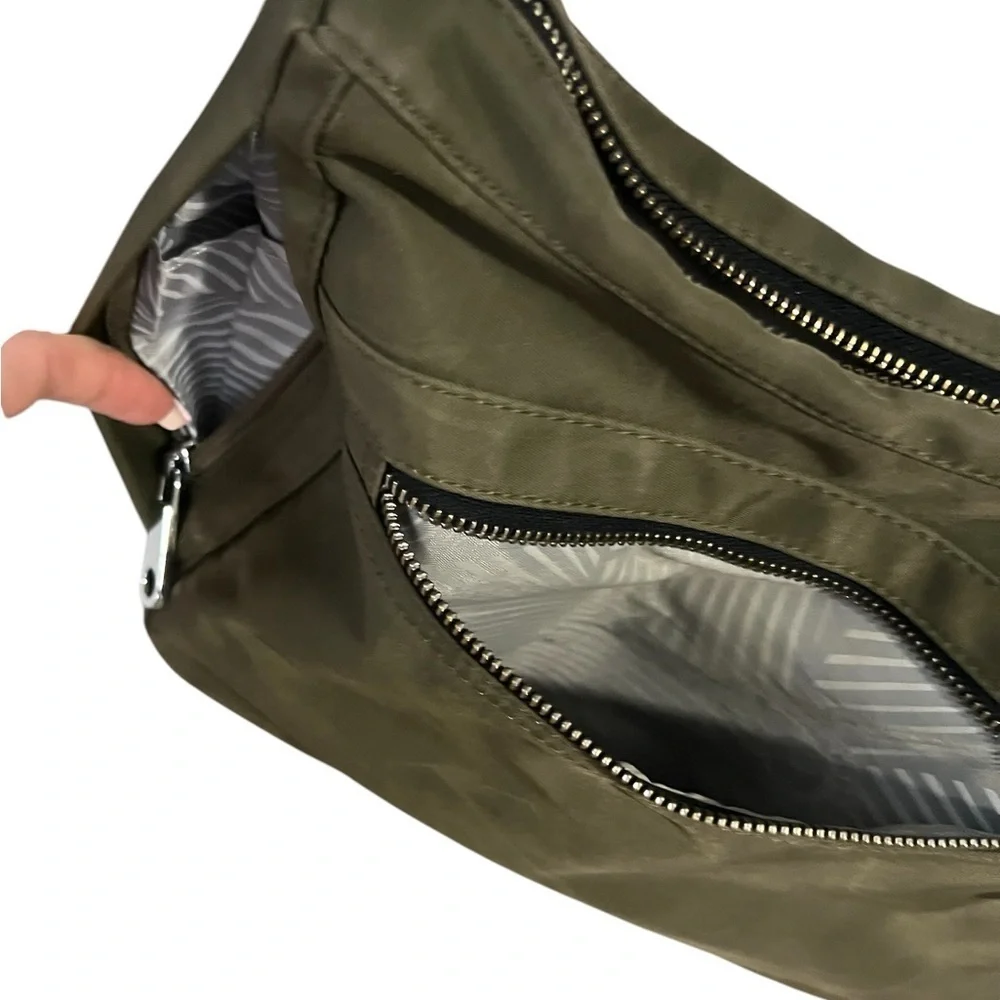 Free Spirit Nylon Crossbody Sling Shoulder Bag – Olive Green